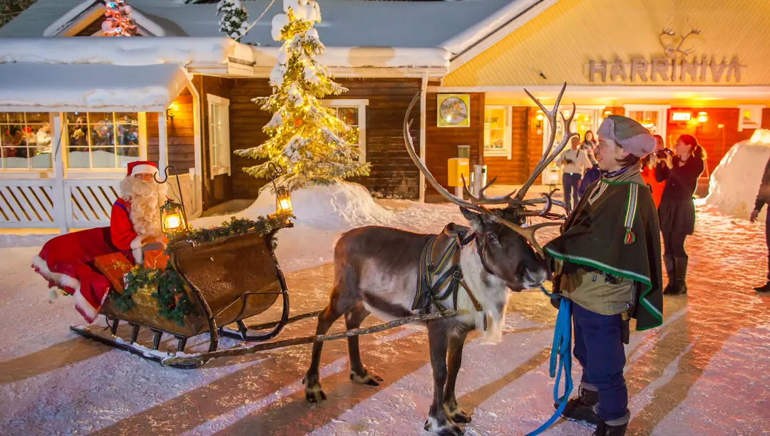 Santa with reindeer sleigh